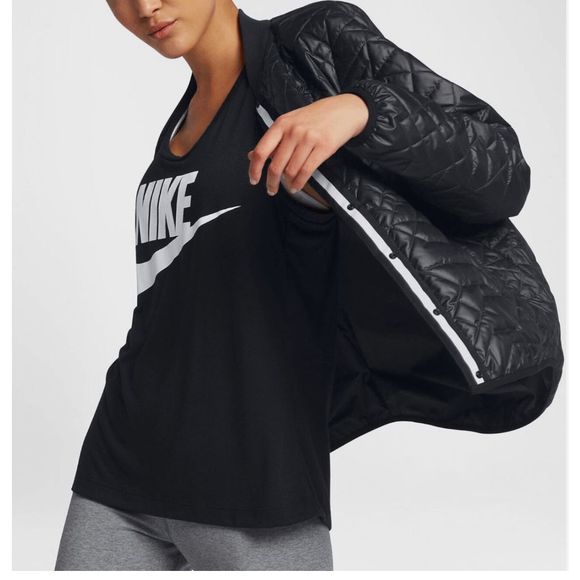 NEW Women's Small NIKE Sportswear Quilted Primaloft Jacket Coat Black 854747-010 - Picture 6 of 12